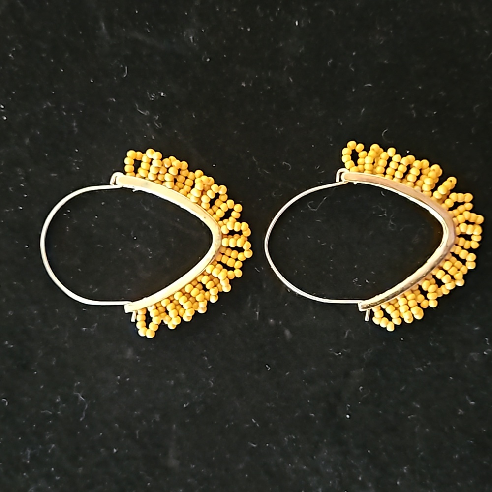 Vintage beaded hoop earrings